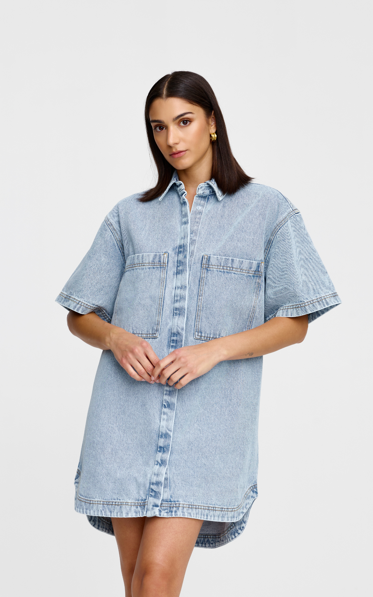 Freya Dress - Light Wash Denim