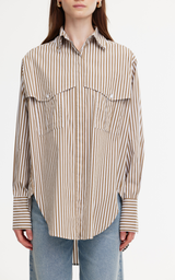 Riley Shirt - Stone/Ivory Stripe