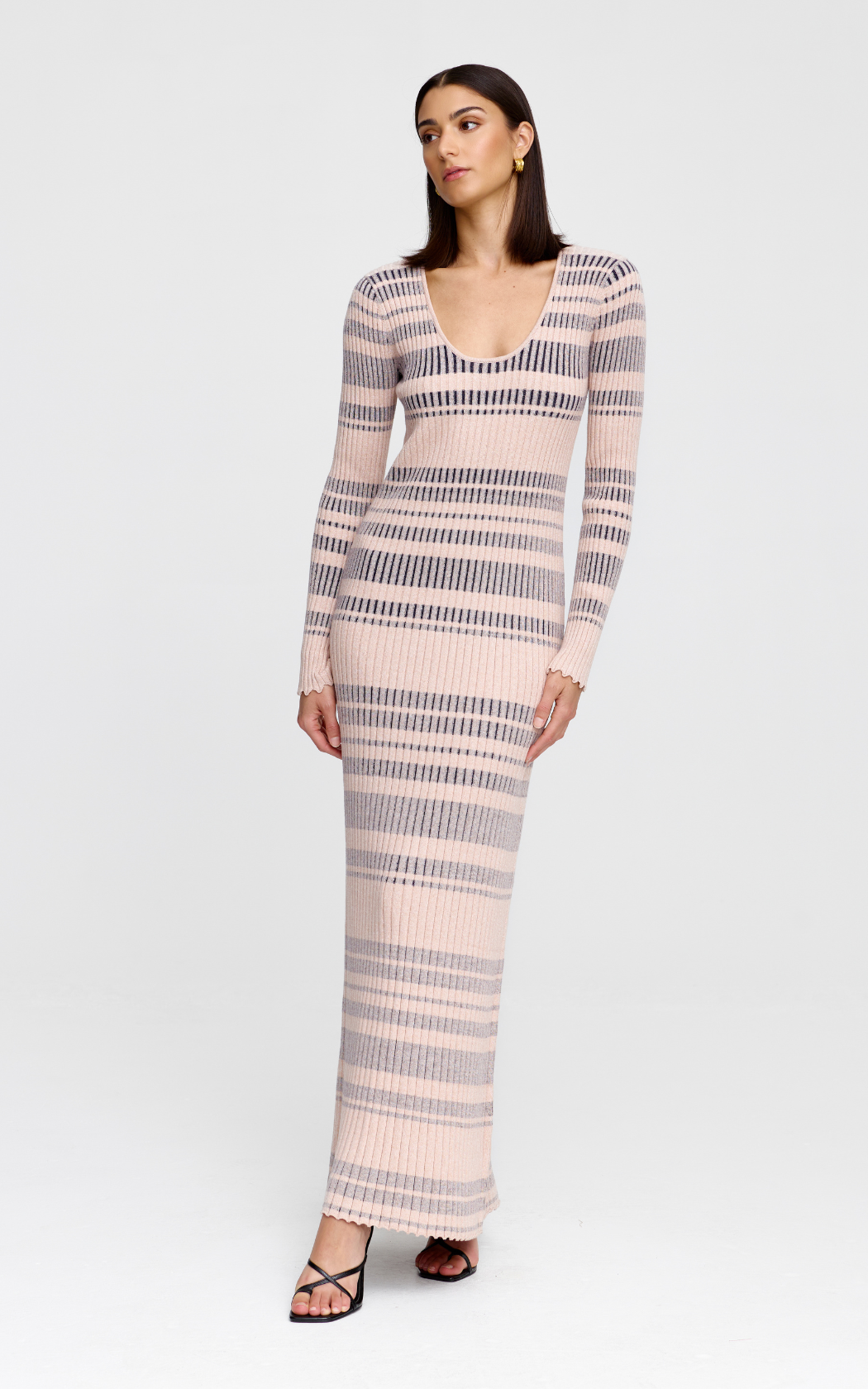 Celeste Knit Dress - Stone + Navy Stripe