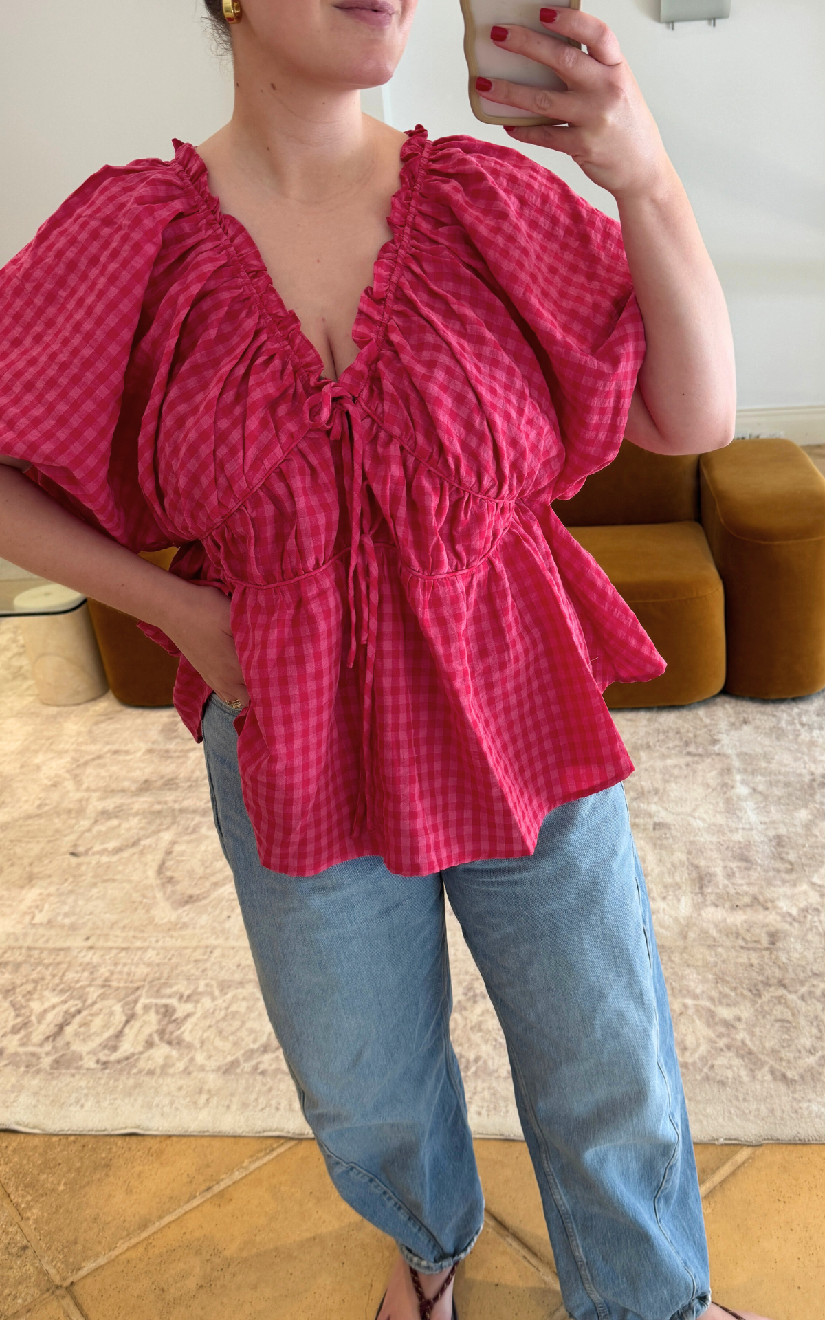 Pia Top  - Rosas Gingham