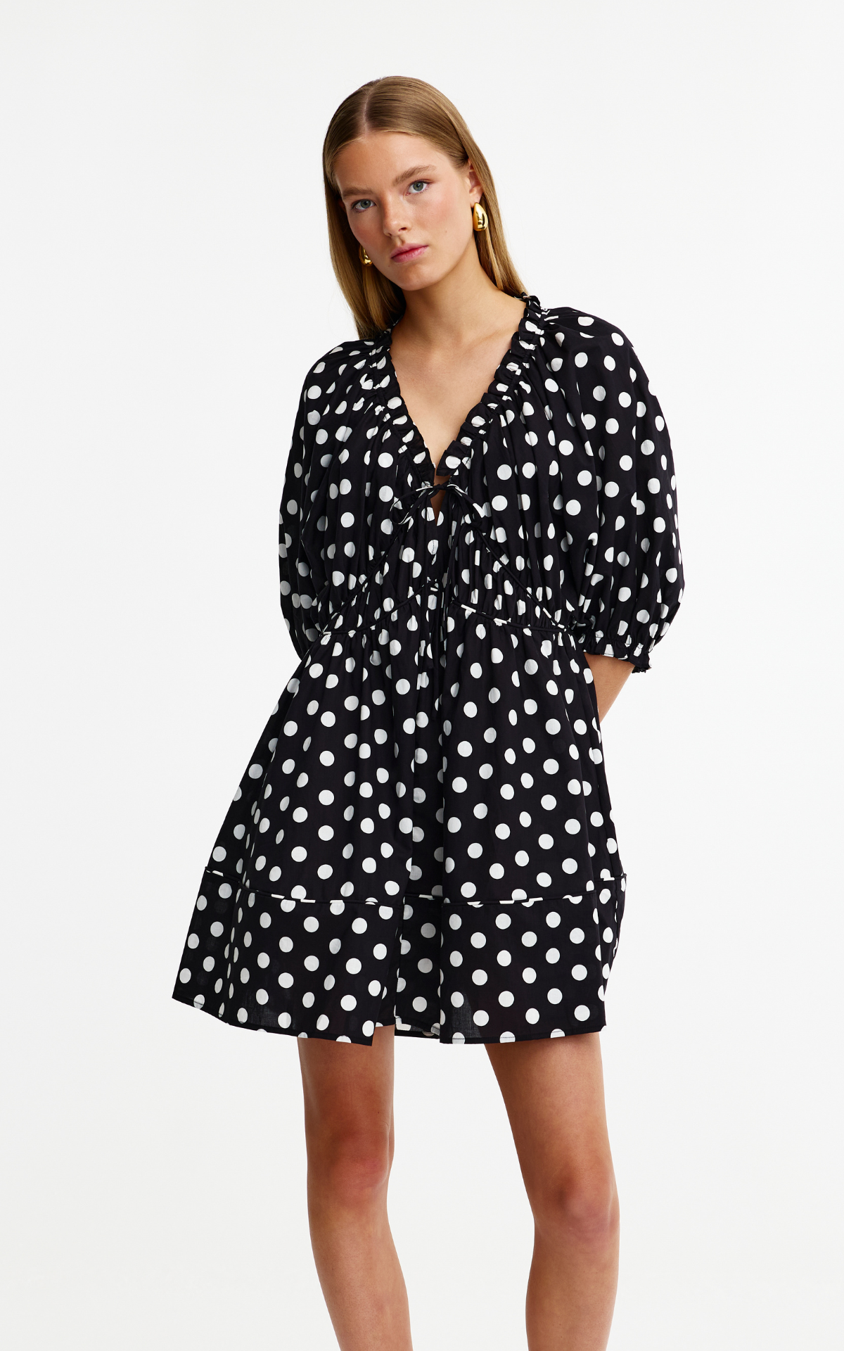Pia Mini Dress - Navy Spot