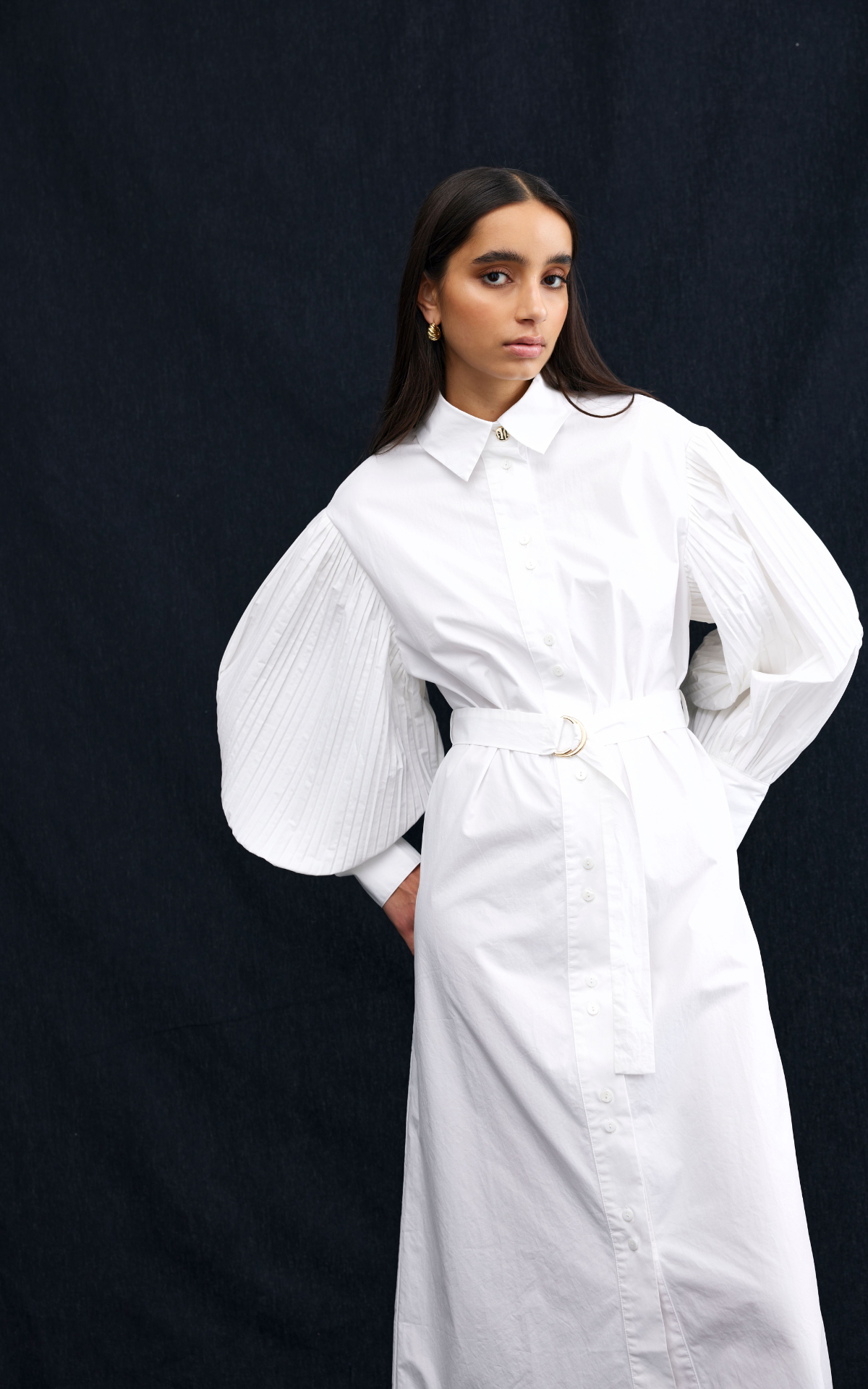 Harlow Pleat Dress - Ivory