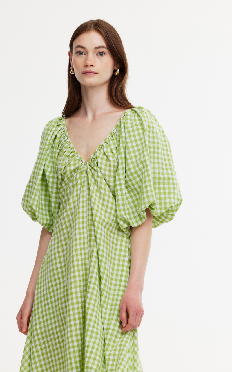 Mimi Dress - Green Gingham