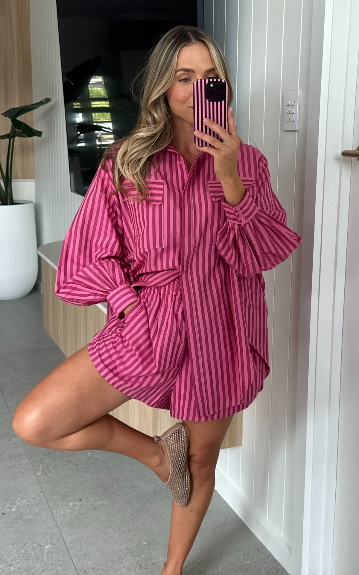 Laurel Shirt - Raspberry Stripe