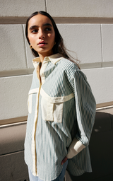 Ruby Shirt - Green/Stone Stripe