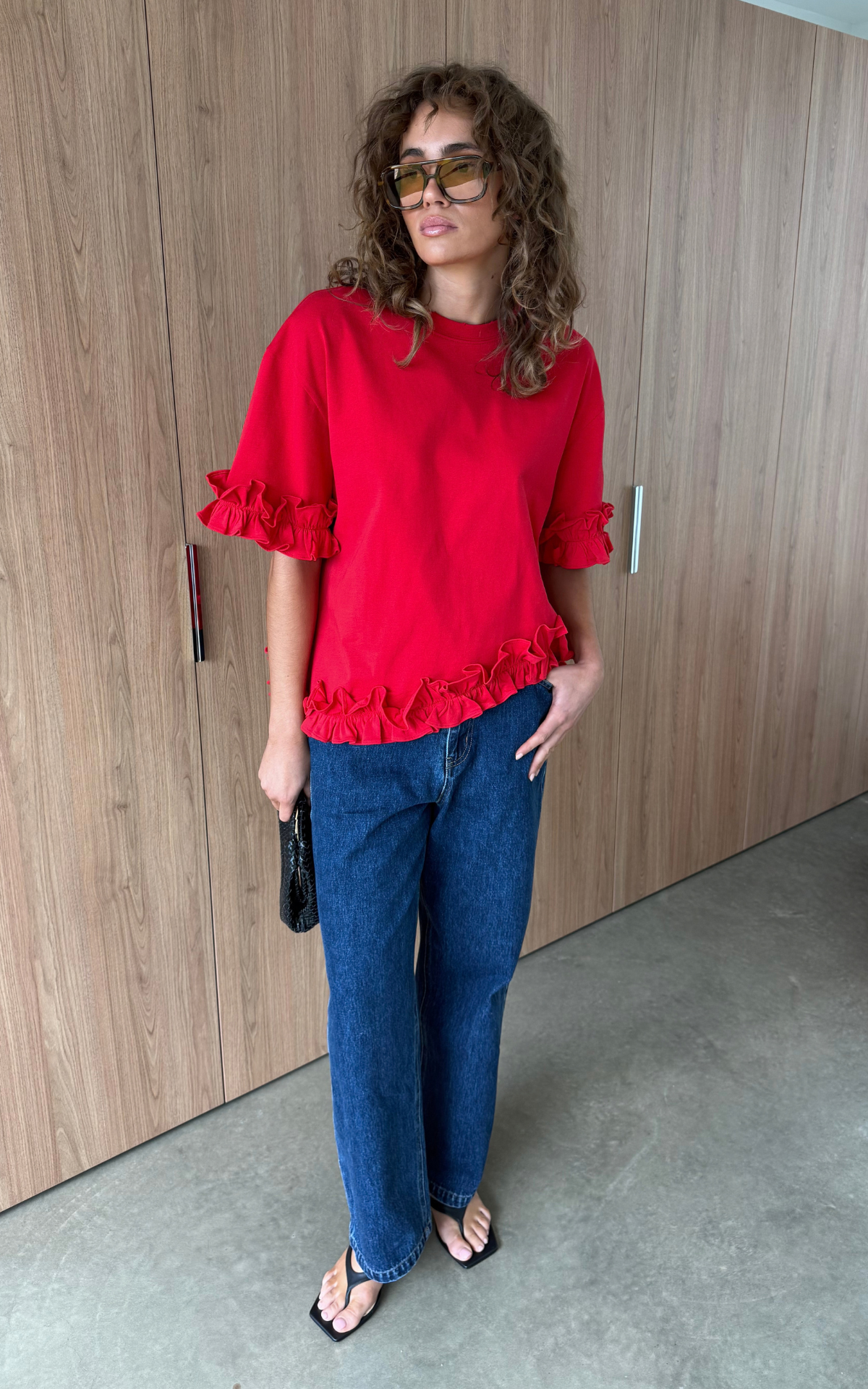 Ruffle Tee - Red