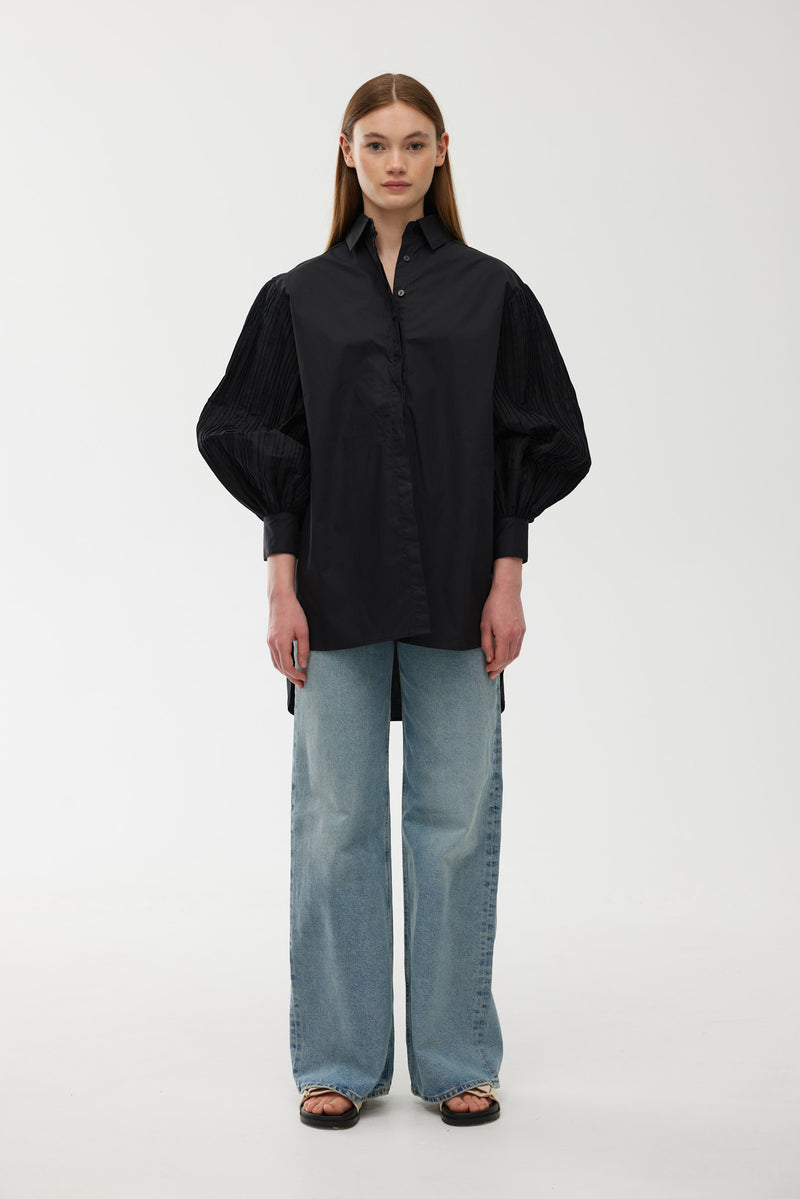 Harlow Pleat Shirt - Black