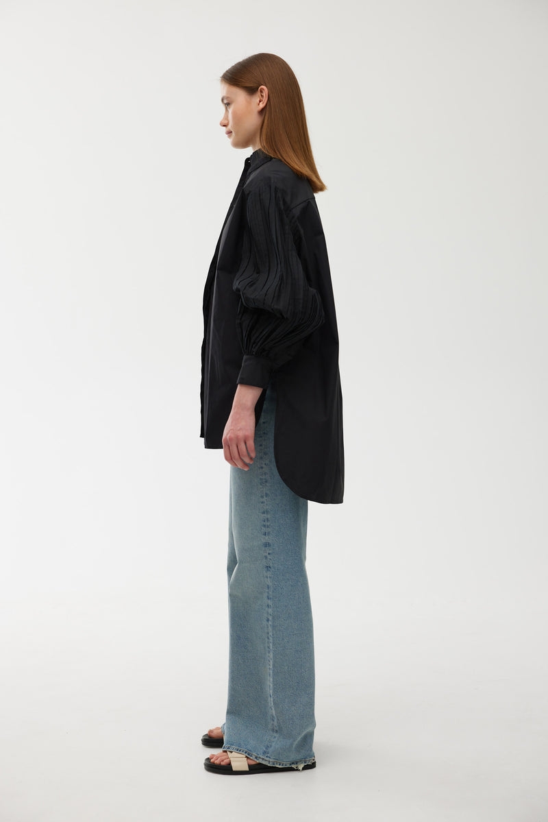 Harlow Pleat Shirt - Black