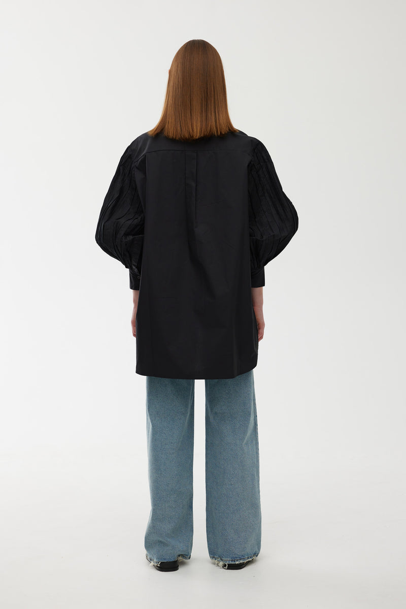 Harlow Pleat Shirt - Black