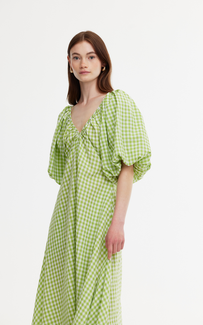 Mimi Dress - Green Gingham