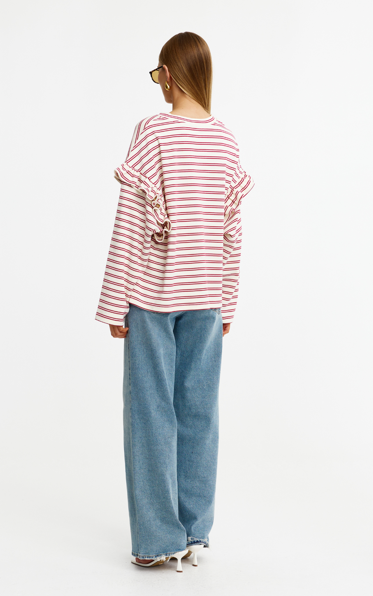 James LS Tee - Red + Pink Stripe