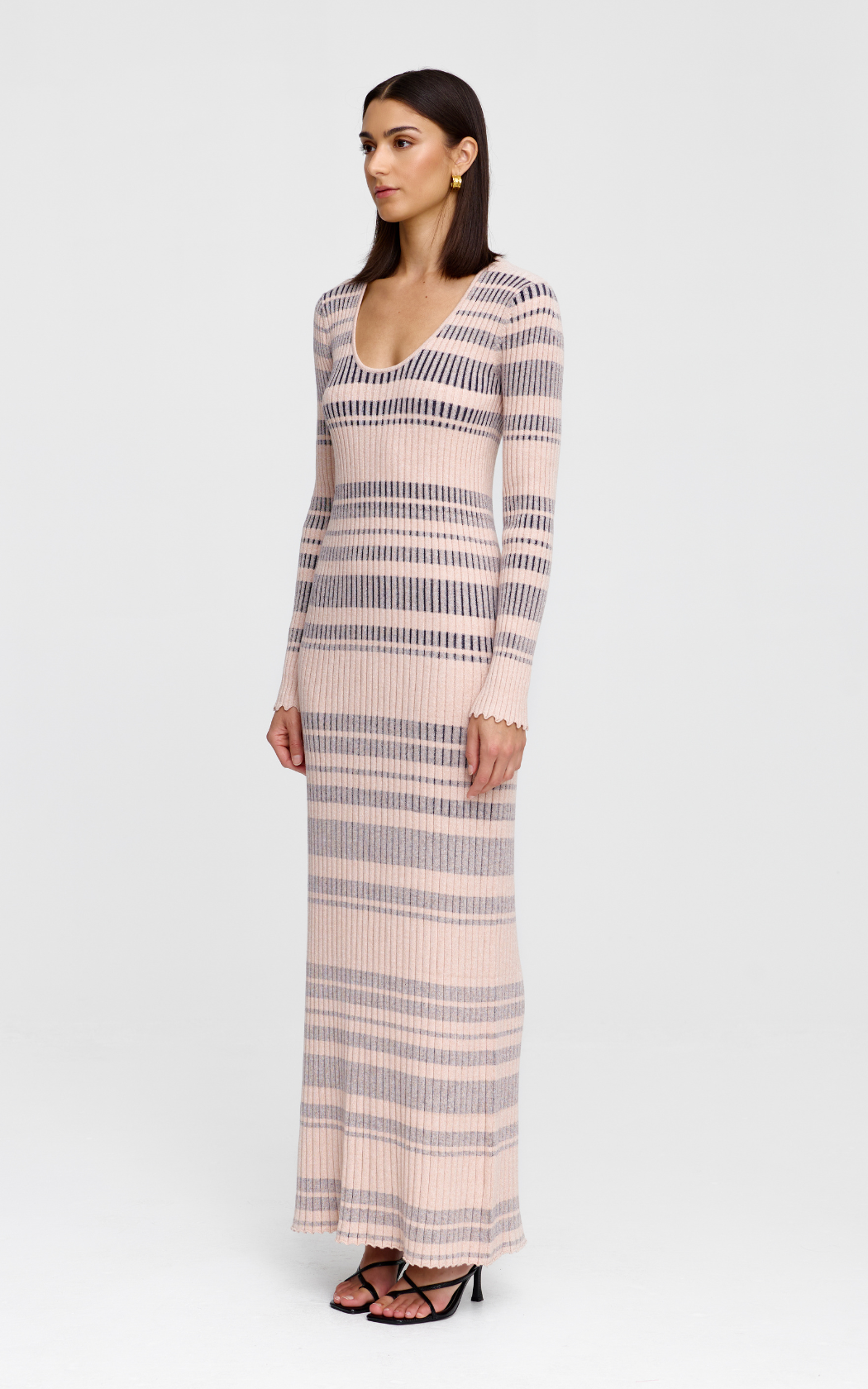 Celeste Knit Dress - Stone + Navy Stripe