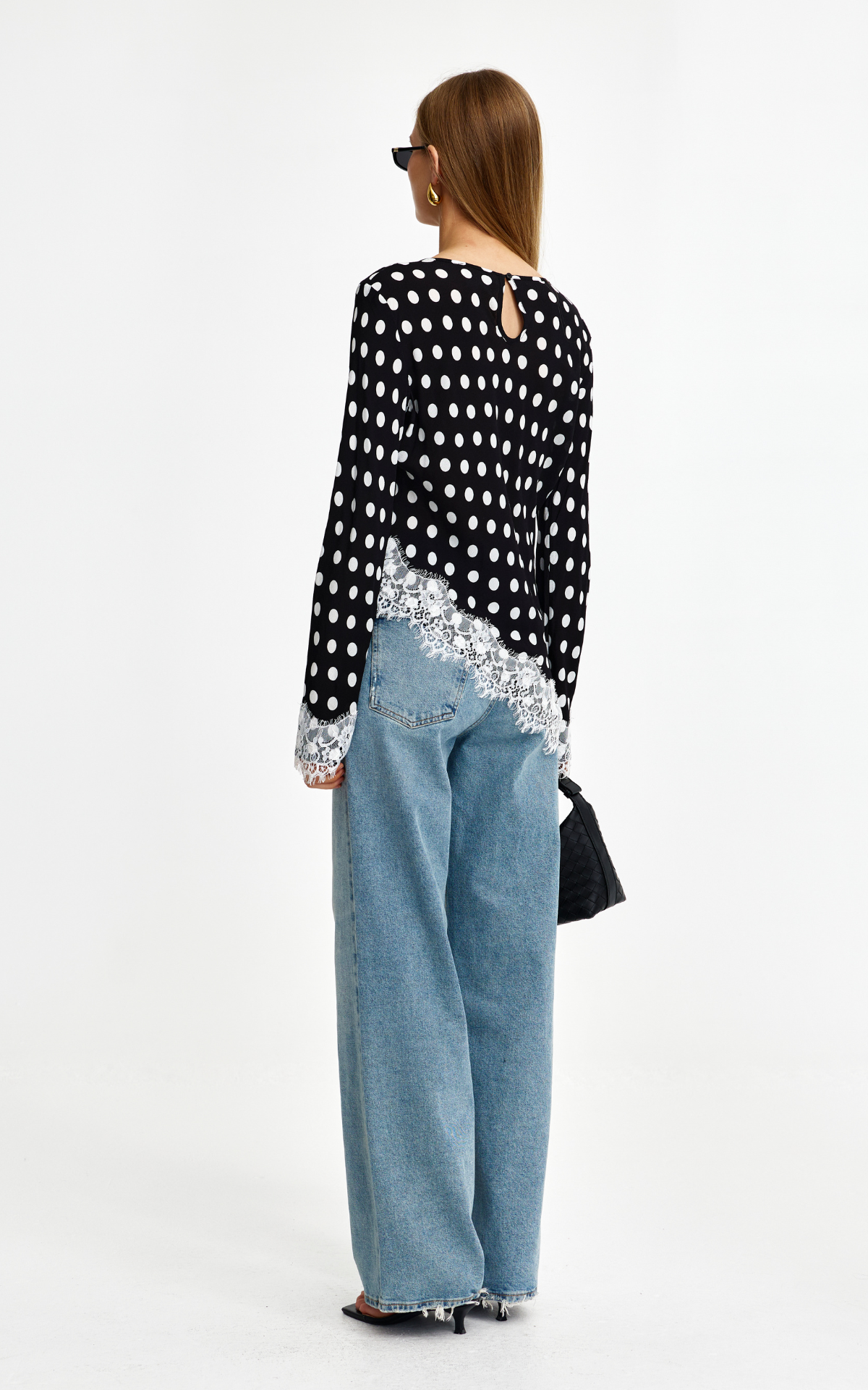 Nadia Lace Top - Navy Spot