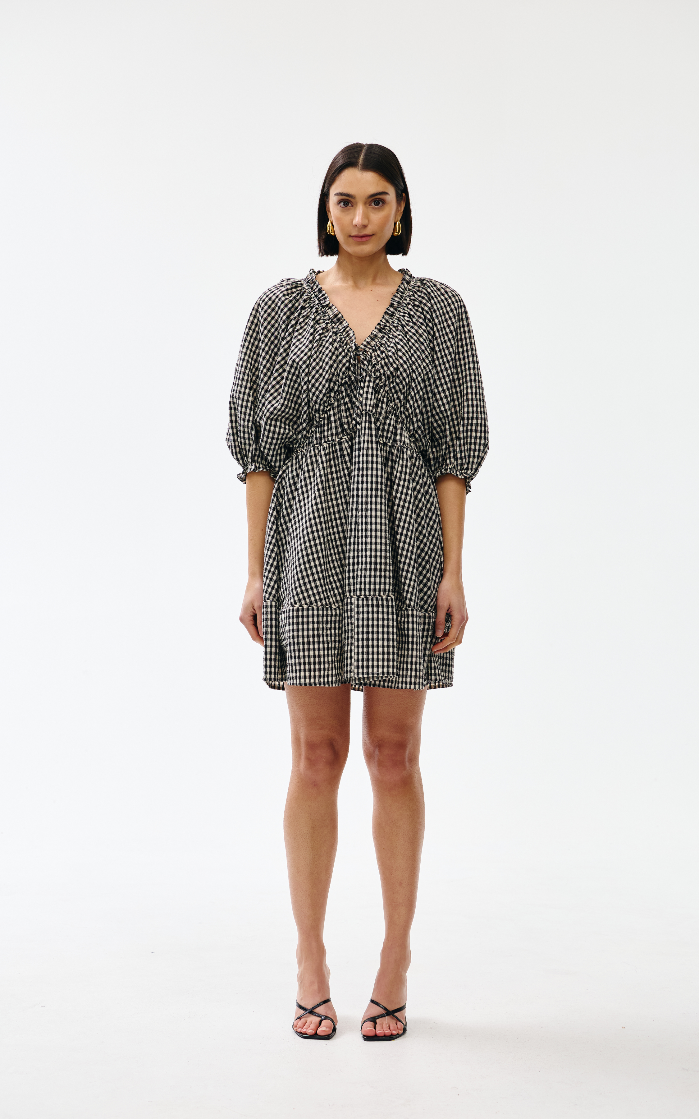 Pia Mini Dress - Black & Ivory Gingham