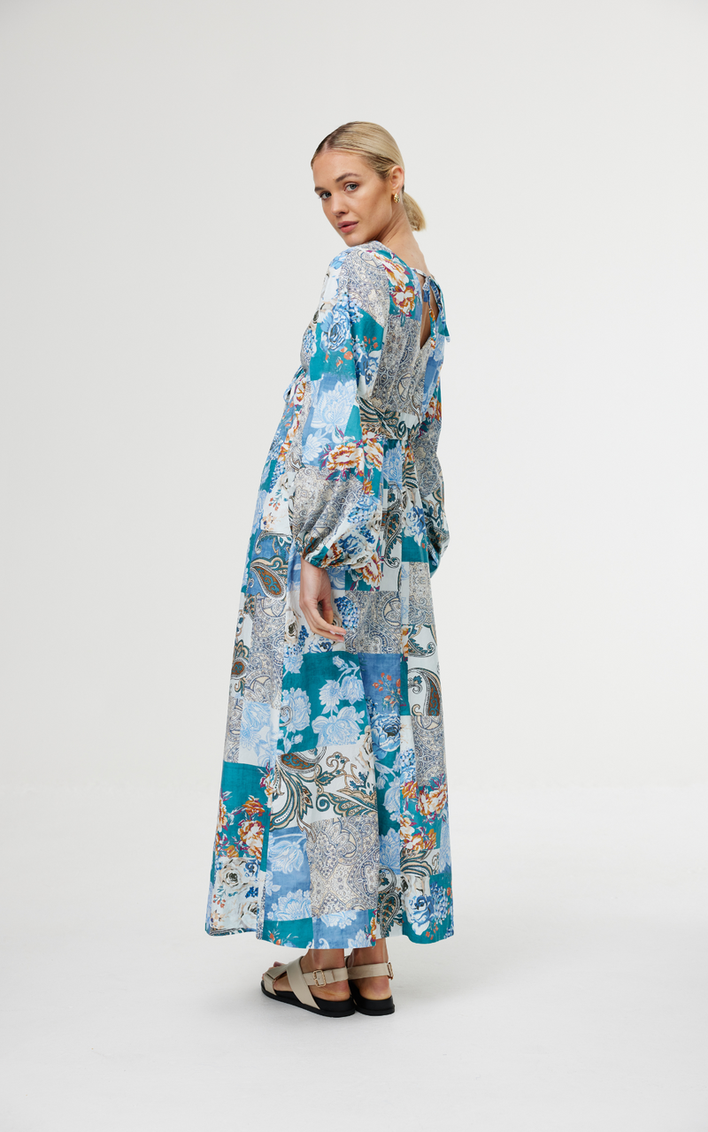 Marais Dress - Cyan Patchwork