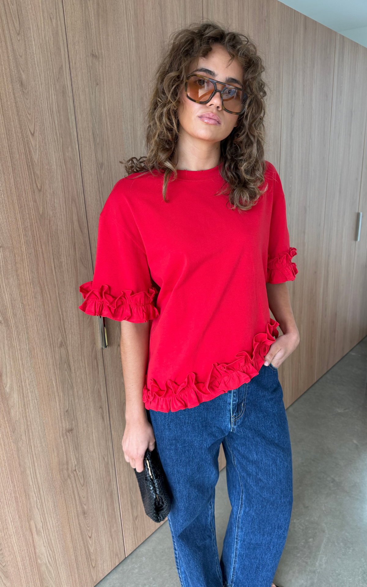 Ruffle Tee - Red