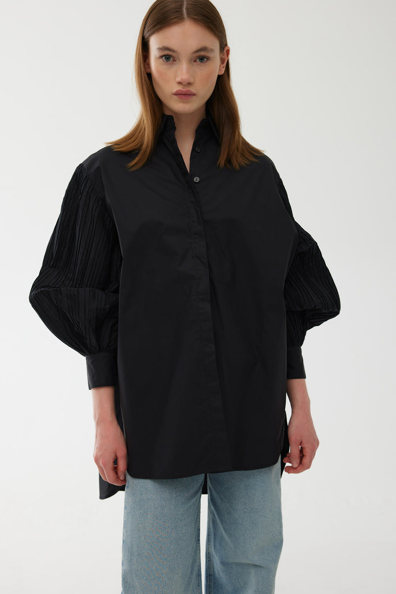 Harlow Pleat Shirt - Black