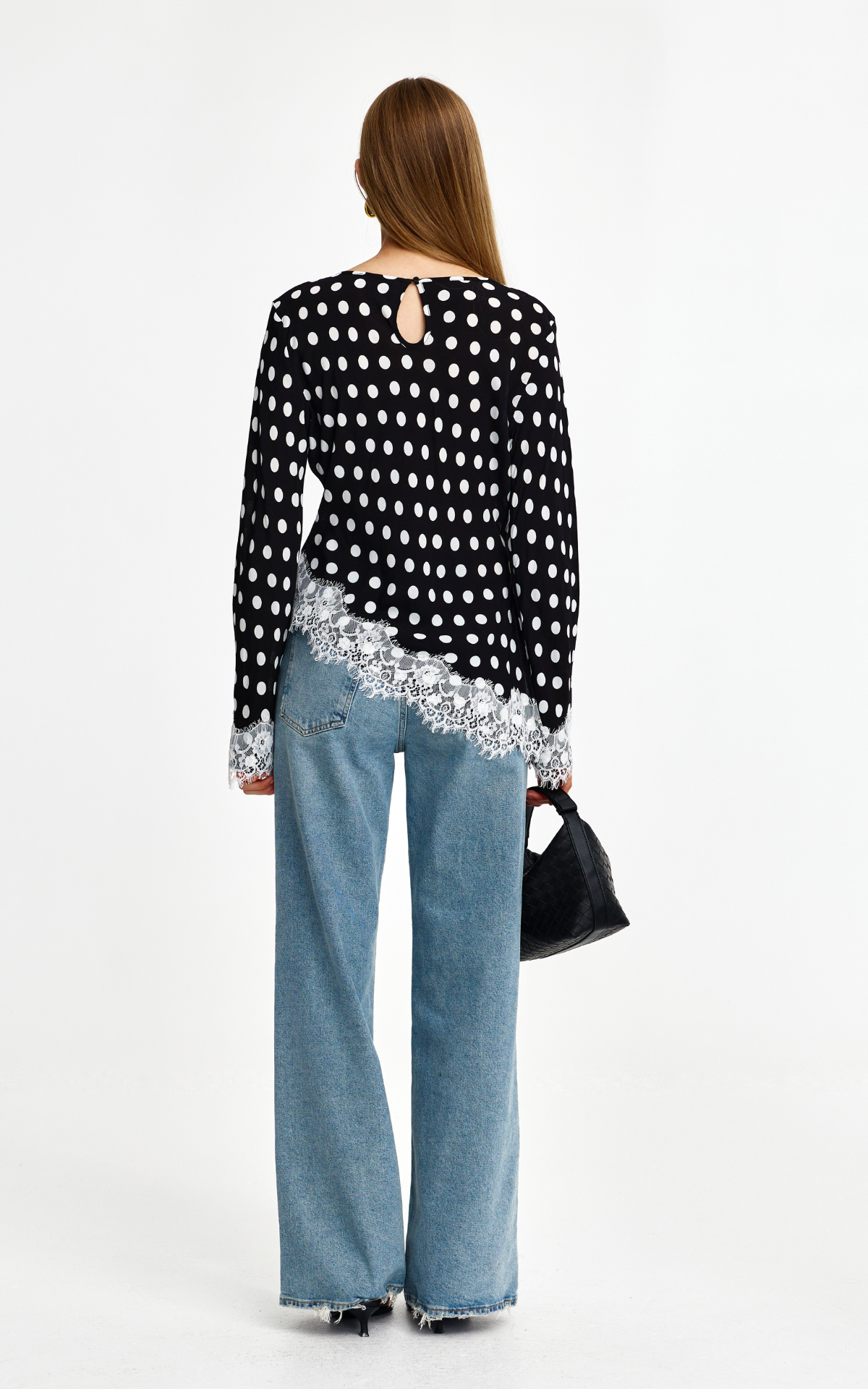Nadia Lace Top - Navy Spot