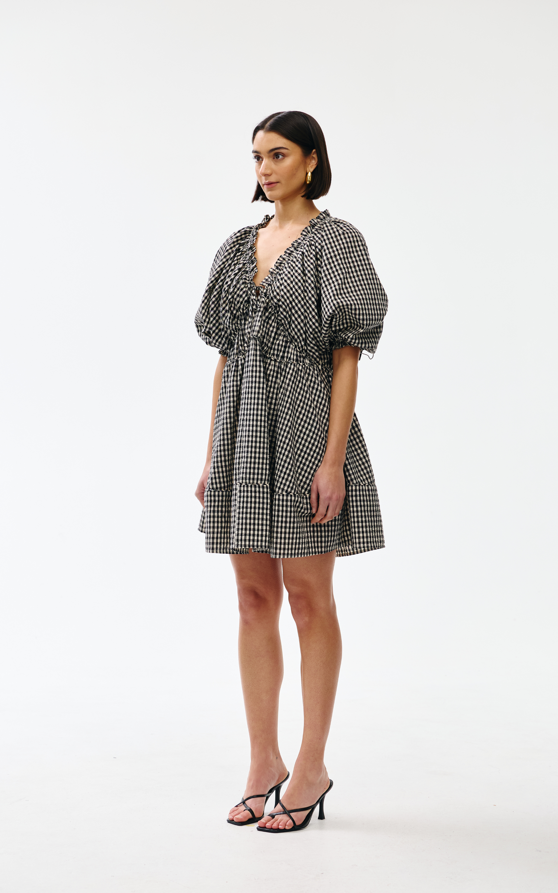 Pia Mini Dress - Black & Ivory Gingham