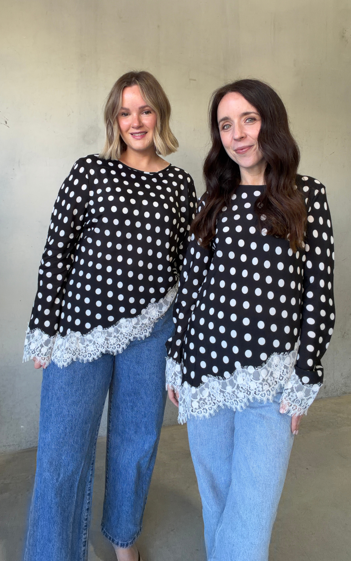 Nadia Lace Top - Navy Spot