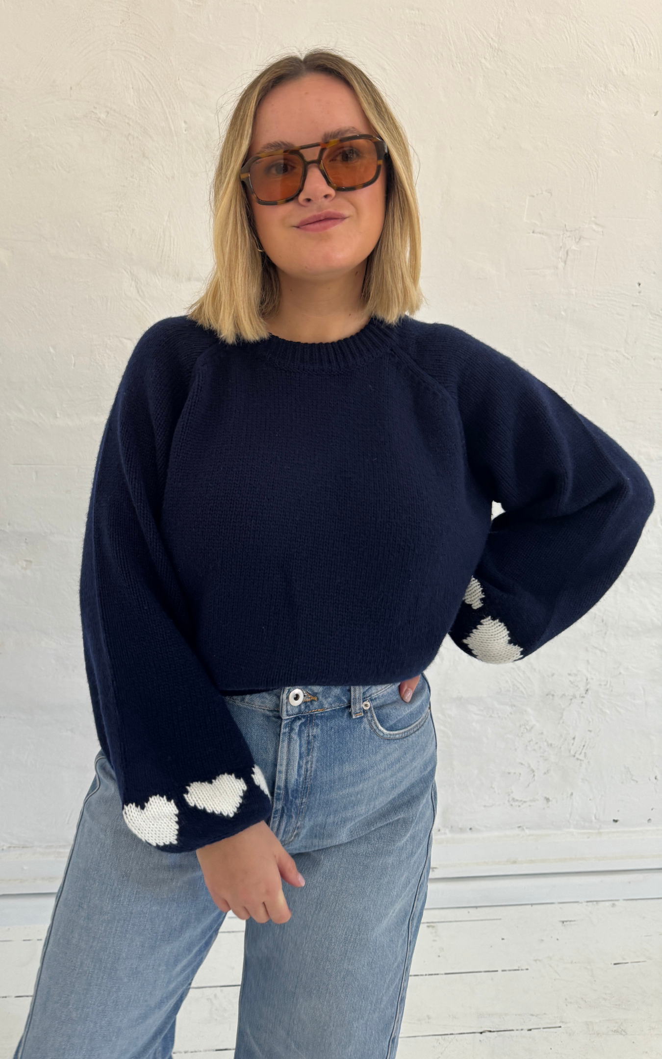 Cherie Hearts Knit - Midnight