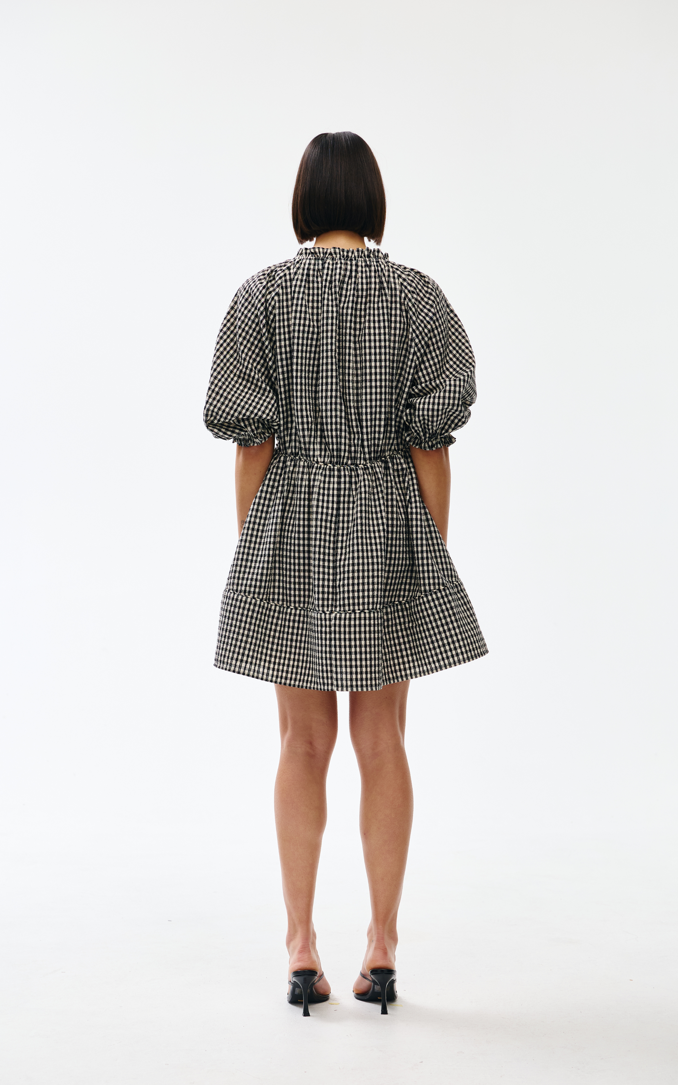 Pia Mini Dress - Black & Ivory Gingham