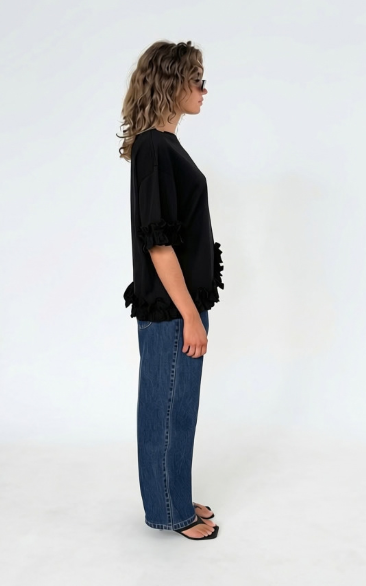 Ruffle Tee - Black