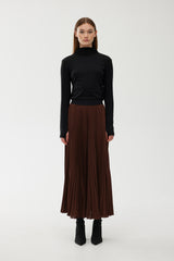 Goldie Pleat Skirt - Chocolate