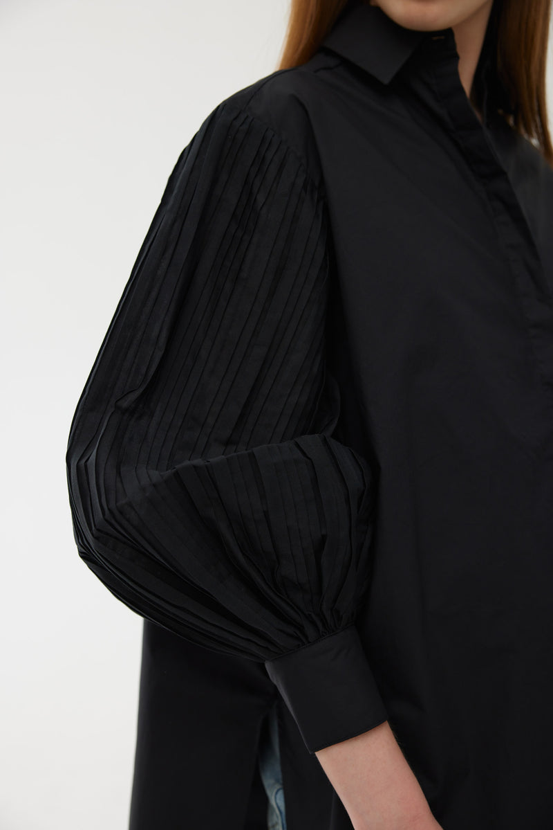 Harlow Pleat Shirt - Black