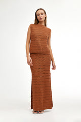 LAURA CROCHET SKIRT - RUST
