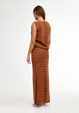 LAURA CROCHET SKIRT - RUST