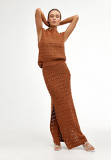 LAURA CROCHET SKIRT - RUST