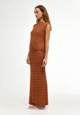 LAURA CROCHET SKIRT - RUST
