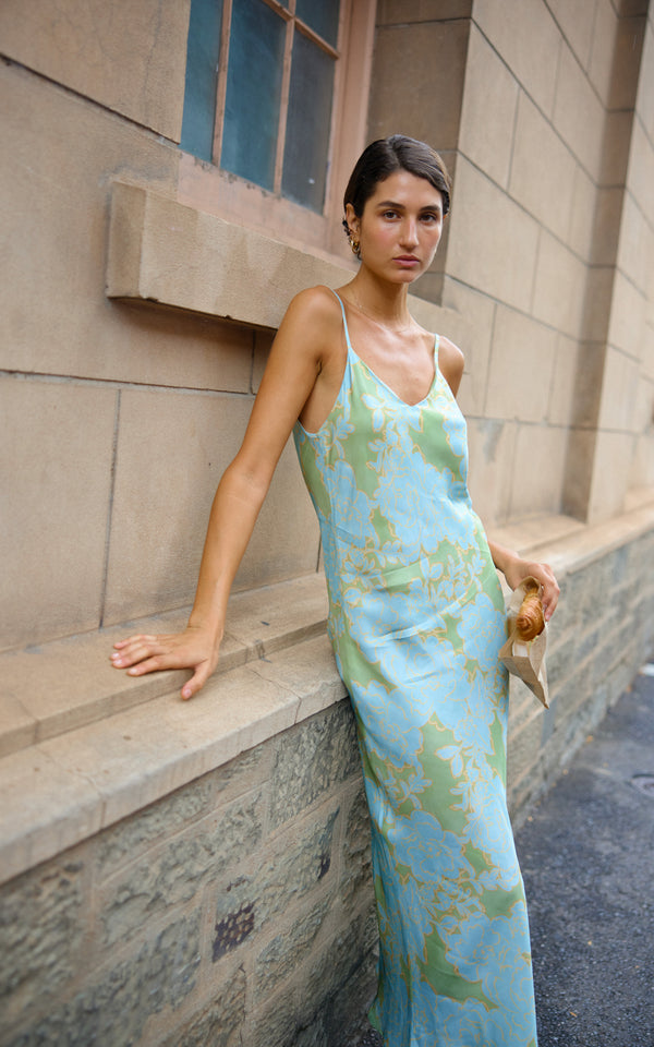 Rou Slip Dress - Ocean Bloom