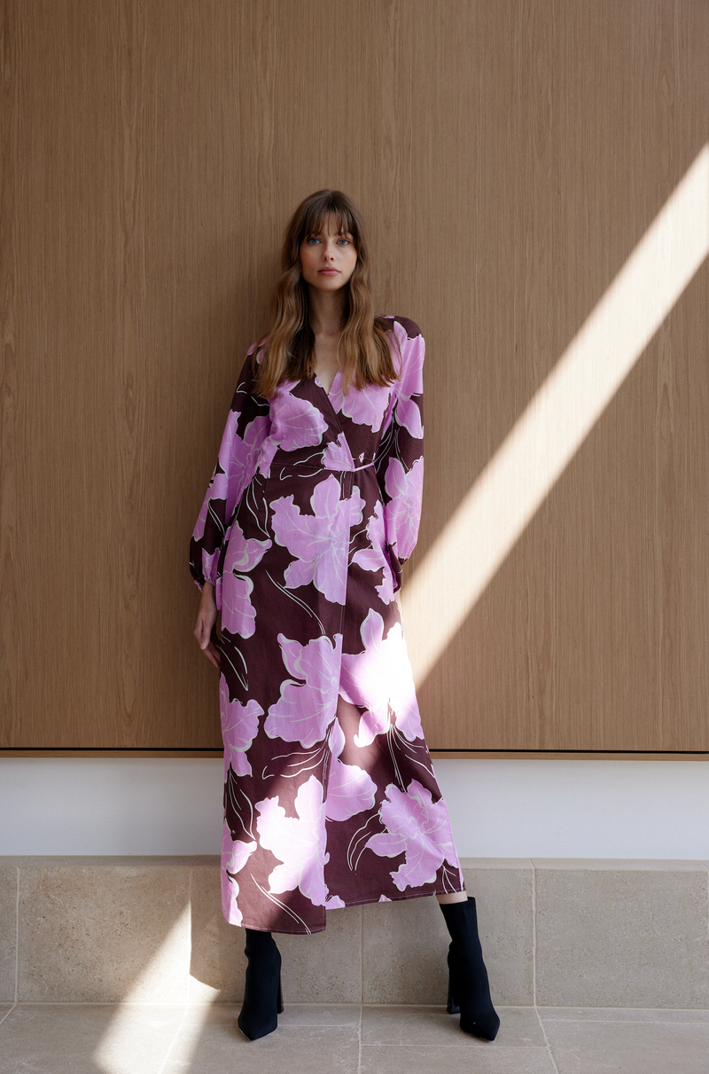 Ines Wrap Dress Maxi - Magnolia Bloom – Kinney