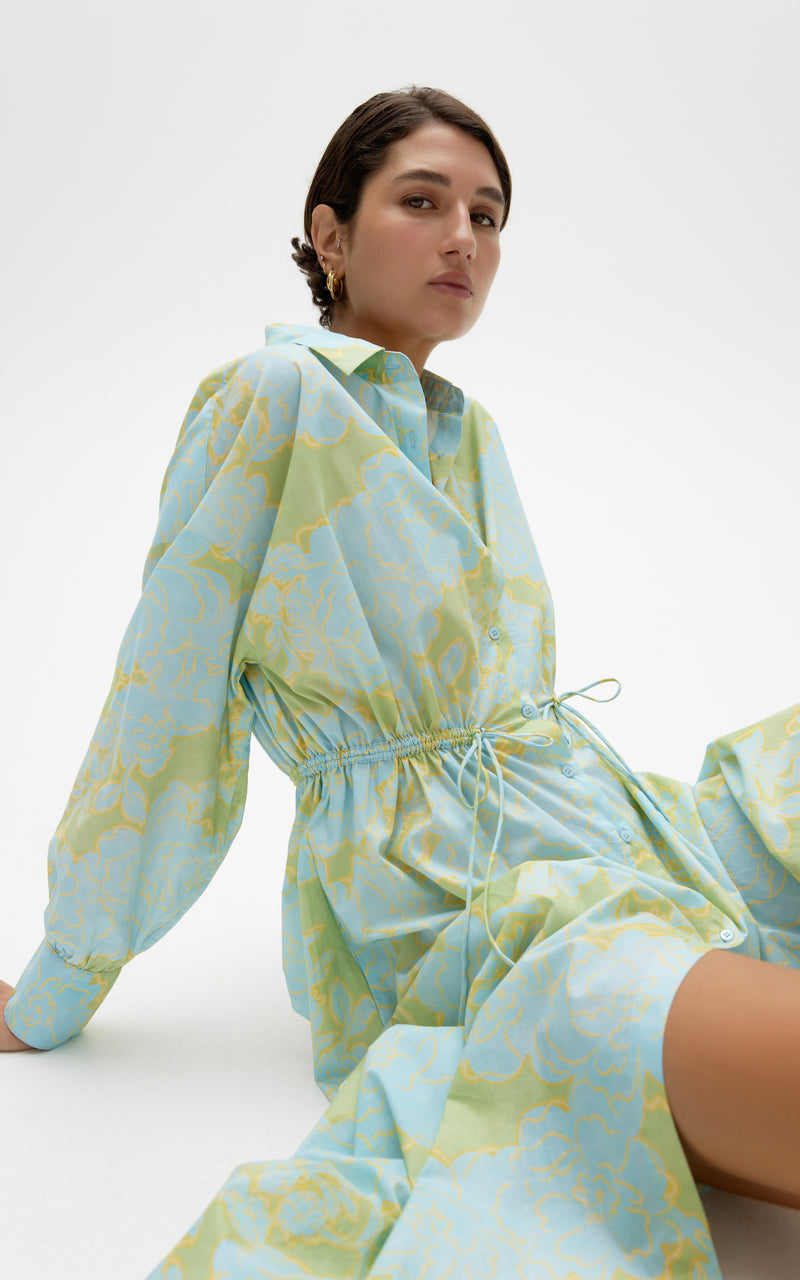 Isla Shirt Dress - Ocean Bloom