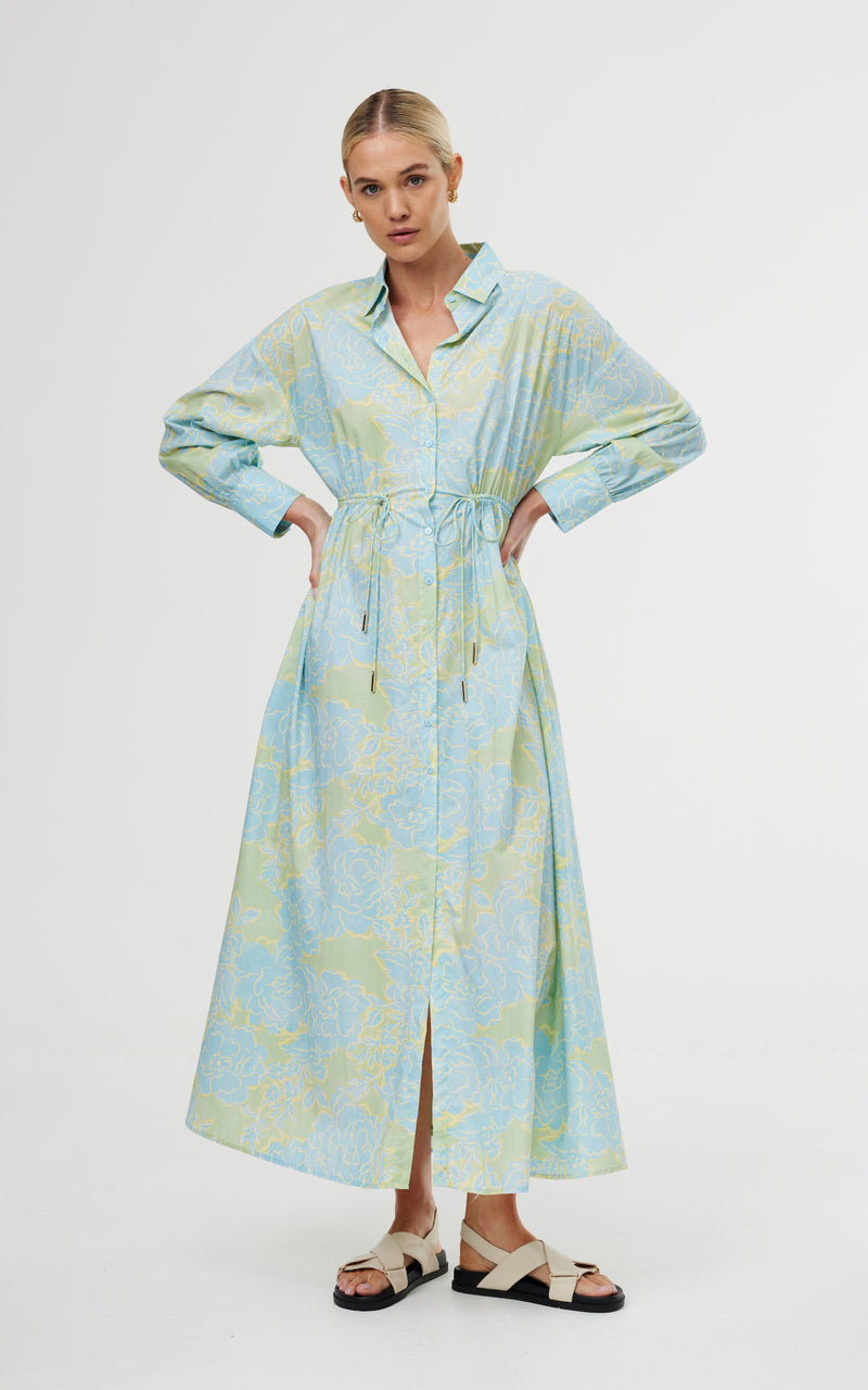 Isla Shirt Dress - Ocean Bloom