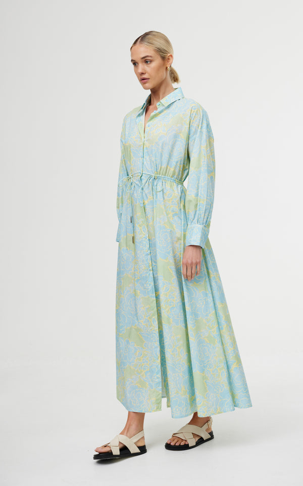 Isla Shirt Dress - Ocean Bloom