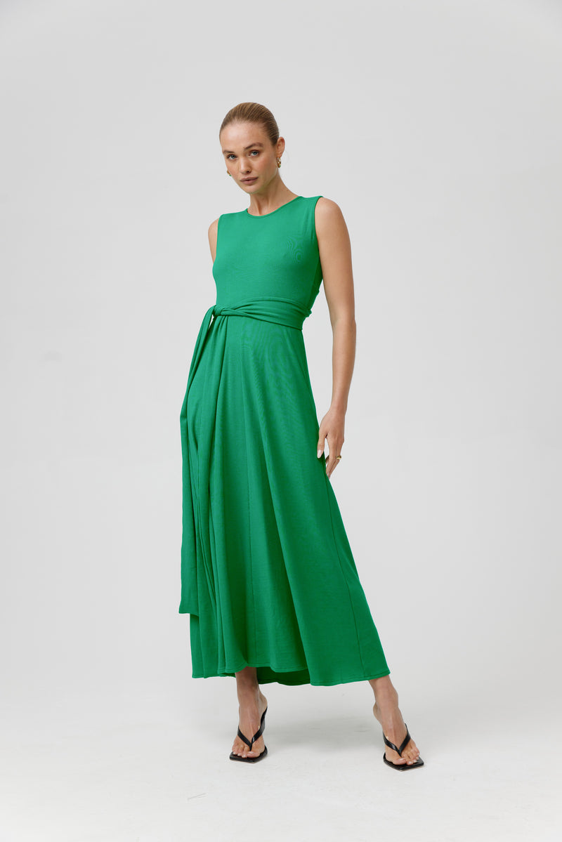 ELIZA RIB DRESS - EMERALD