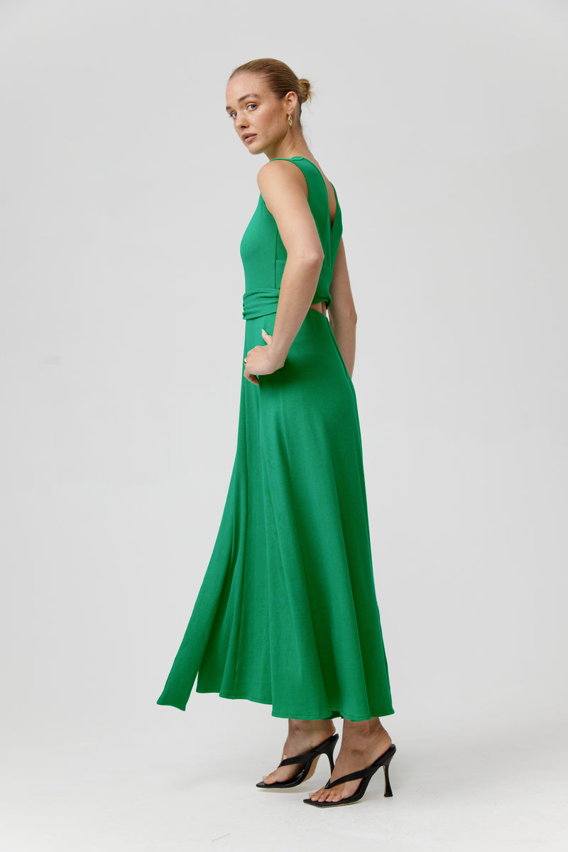 ELIZA RIB DRESS - EMERALD