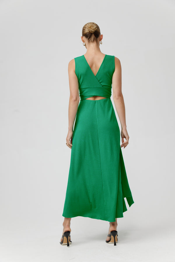 ELIZA RIB DRESS - EMERALD