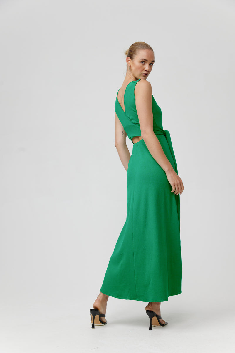 ELIZA RIB DRESS - EMERALD