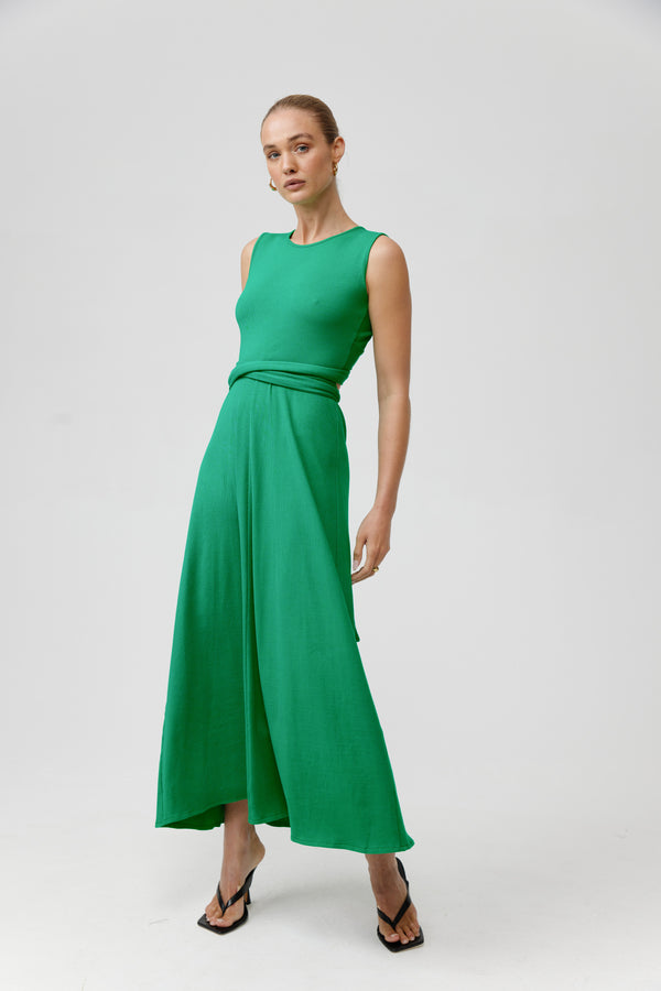 ELIZA RIB DRESS - EMERALD