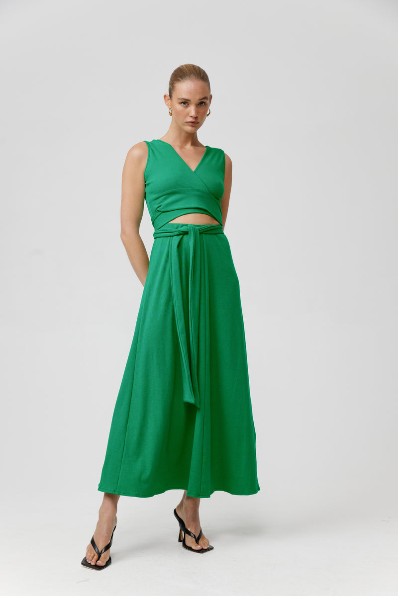 ELIZA RIB DRESS - EMERALD