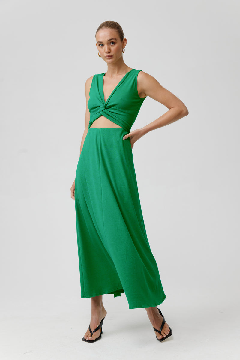 ELIZA RIB DRESS - EMERALD