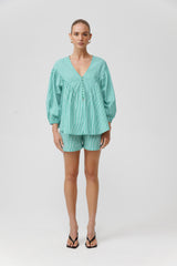 KIRA TOP - GREEN STRIPE