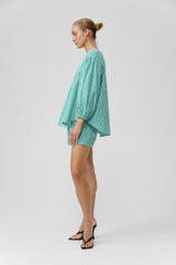 KIRA TOP - GREEN STRIPE
