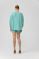 KIRA TOP - GREEN STRIPE