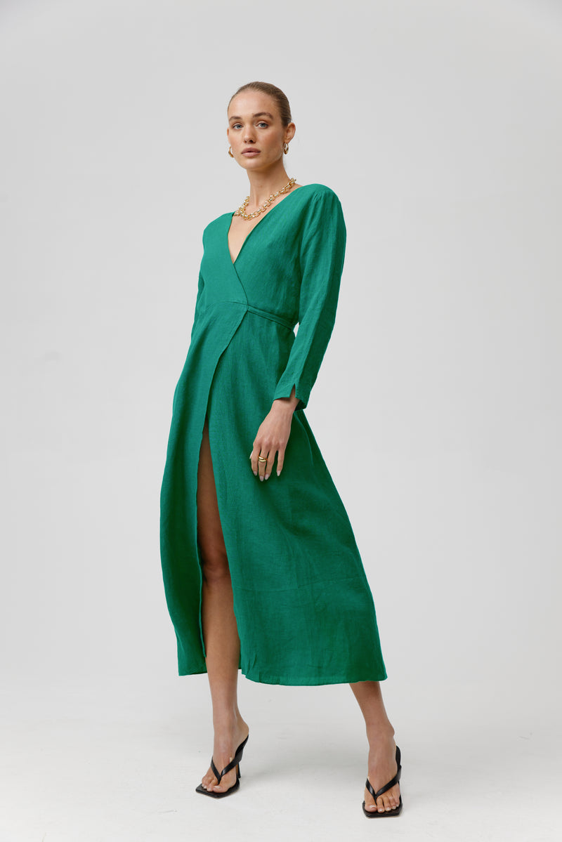 SIENNA WRAP DRESS - GREEN