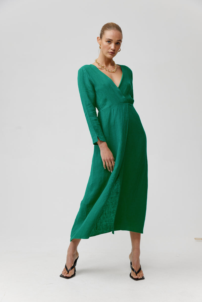 SIENNA WRAP DRESS - GREEN